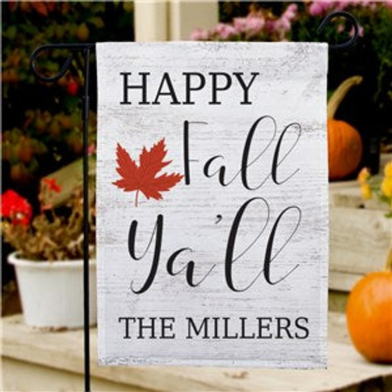 Personalized Happy Fall Y'all Garden Flag