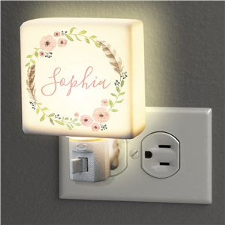 Personalized Flower Wreath Night Light