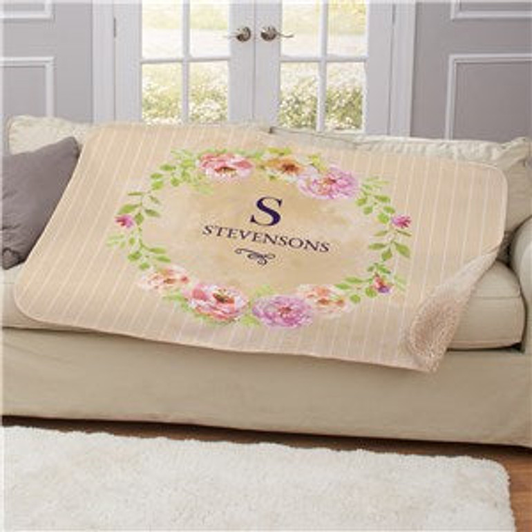 Personalized Floral Spring Sherpa Blanket