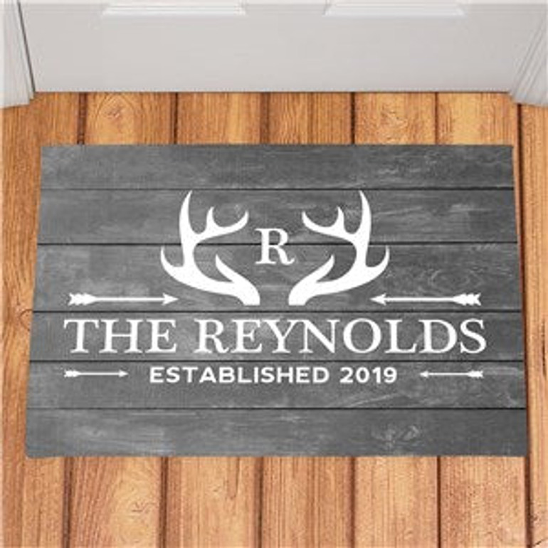 Personalized Deer Antlers Doormat