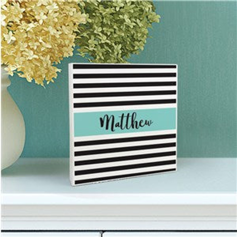 Personalized Baby Stripes 6x6 Table Top Sign