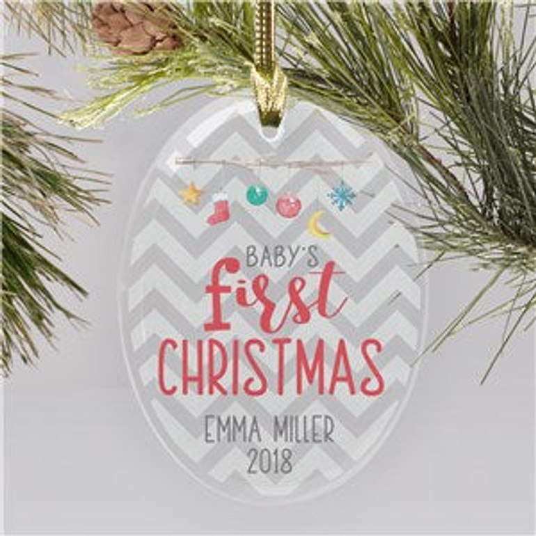 Personalized Baby 1st Christmas Glass Ornament