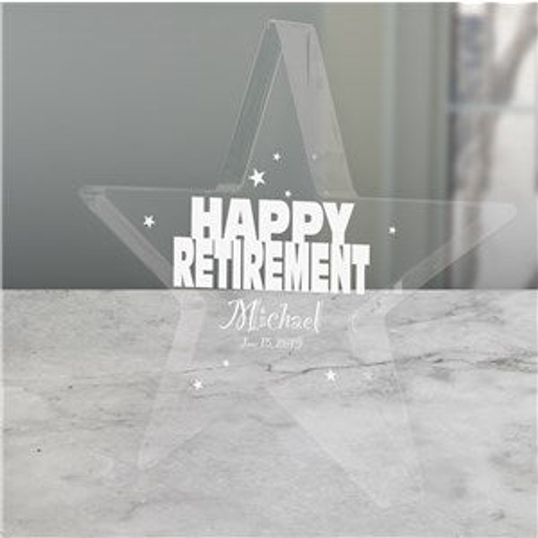 Engraved Happy Retirement Star Keepsake