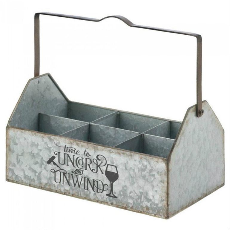 Galvanized Metal Wine Bottle Caddy