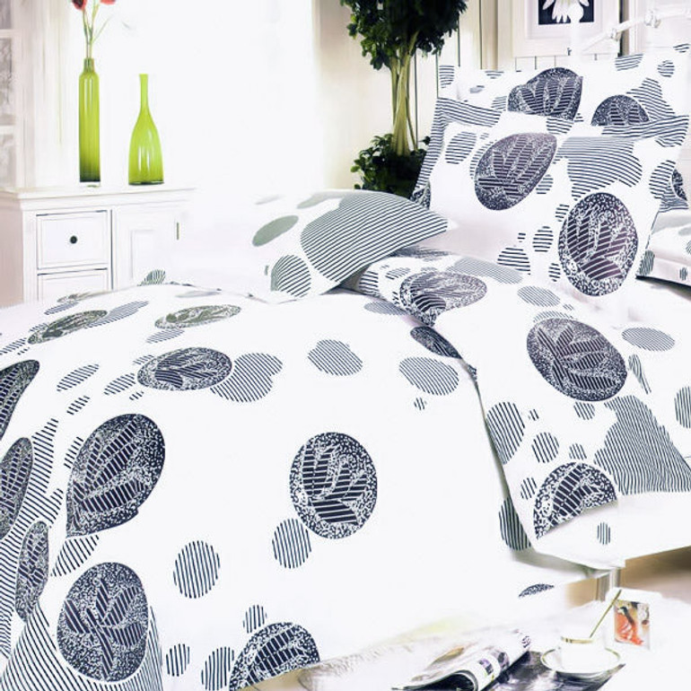 White Gray Marbles 100% Cotton 4PC Duvet Cover Set Full Size