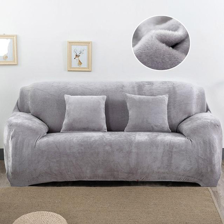 Plush Sofa Stretch Solid Color Thick Slipcover Sofa Covers