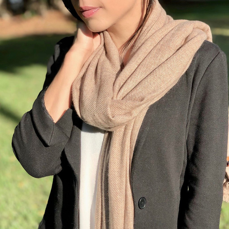 Taupe Handloom Cashmere Scarf Taupe Handloom Cashmere Scarf