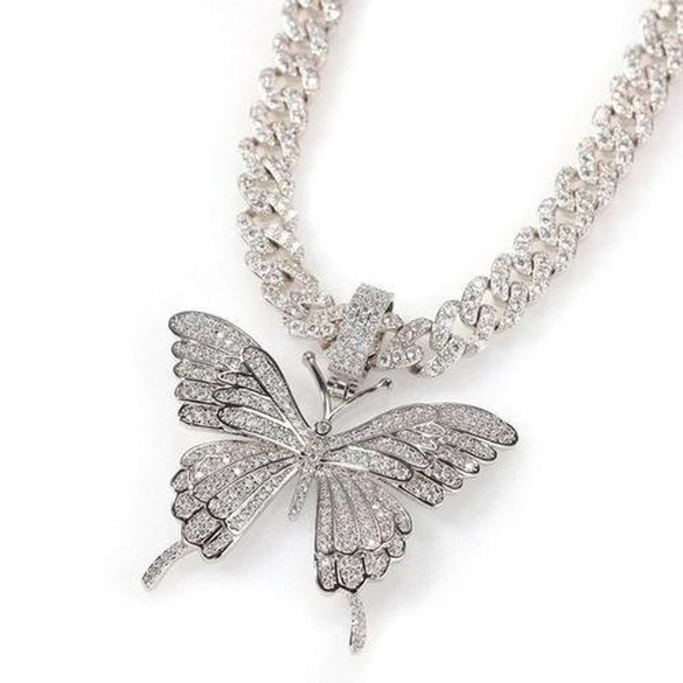 Iced Out Butterfly Necklace Chain