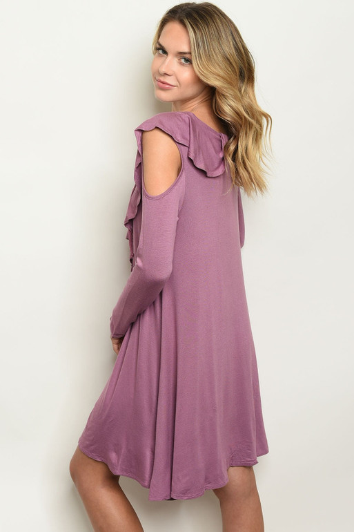 Ruffled Accented Long Sleeve Dress