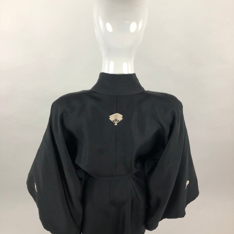 Black Silk Vintage Japanese Kimono