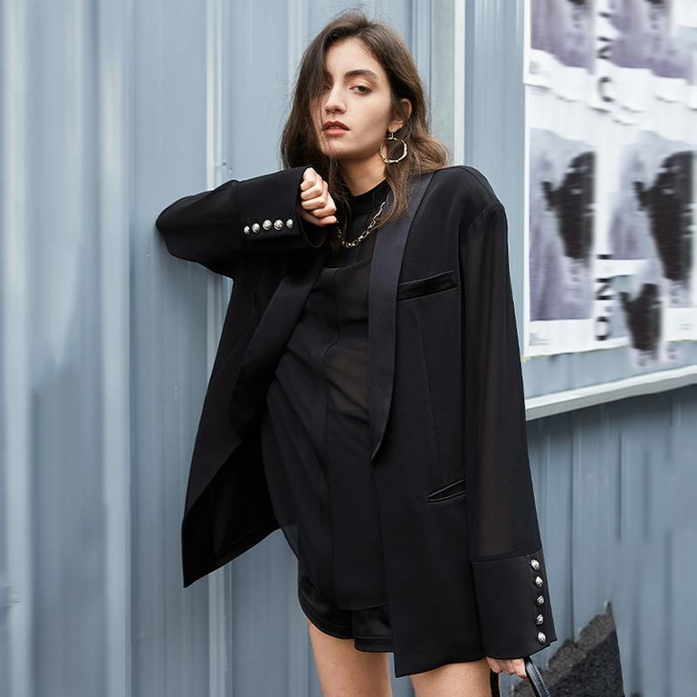 Split Mesh Loose Fit Blazer