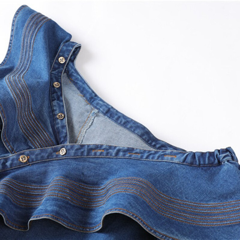 Ruffled Denim long-sleeve shirt
