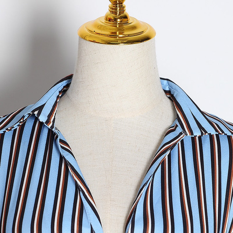Denim Patchwork Striped Shirt