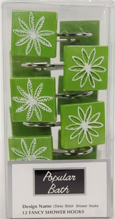 Daisy Stitch Lime Shower Hooks - 3PC Towel Set