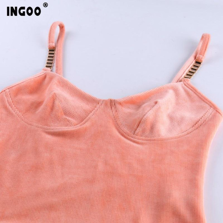 Chain Spaghetti Strap Sleeveless Bodycon Bodysuit