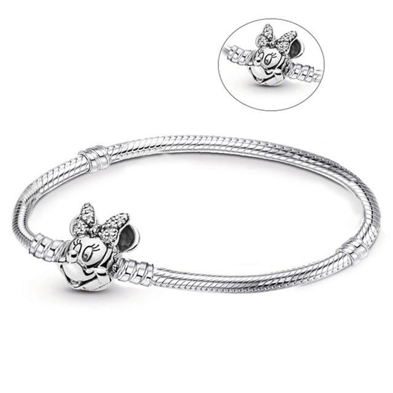 1Silver Color Snake Chain Fine  Charm Bracelet