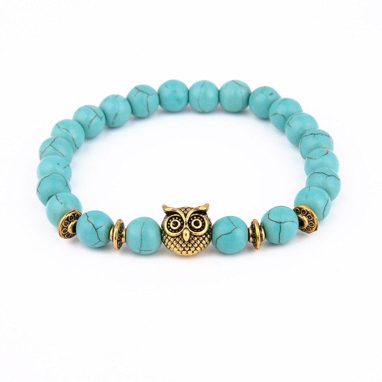 Owl Bracelet Gold Bracelet Lava Stone Bead Bracelets