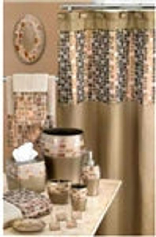 Mosaic Stone Bronze Shower Curtain - 3PC Towel Set
