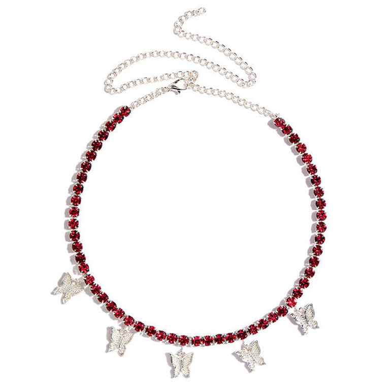 Luxury Butterfly Rhinestone Charm choker necklace