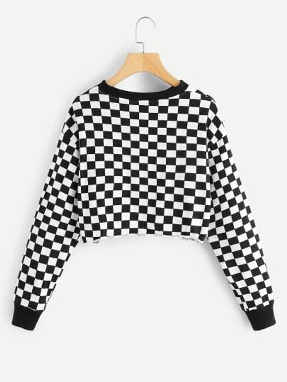 Checkered pullover fashion sweatshirt