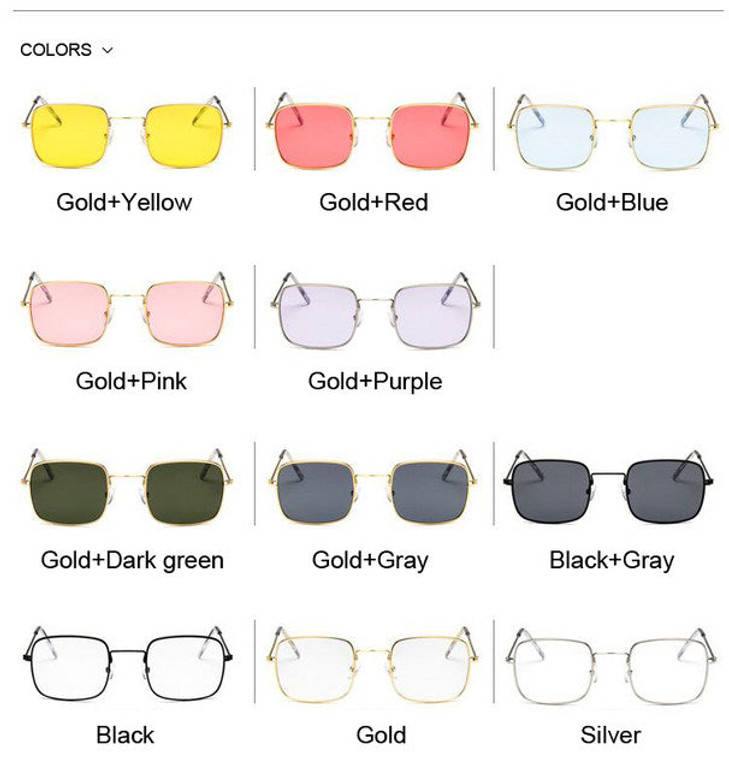 Retro color pop square small sunglasses