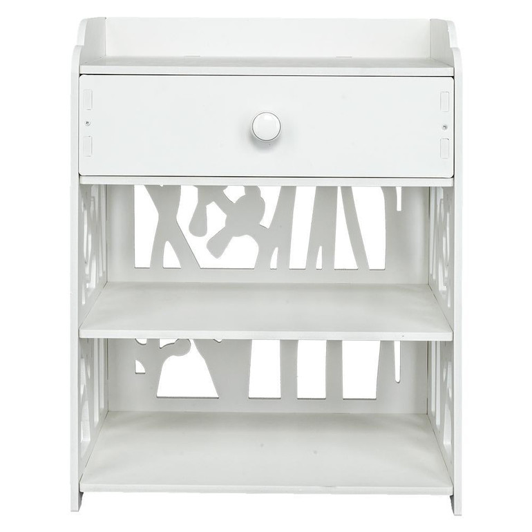 Wooden Bed Side End Table Nightstand Bedroom Drawer &amp; Bottom Shelf White