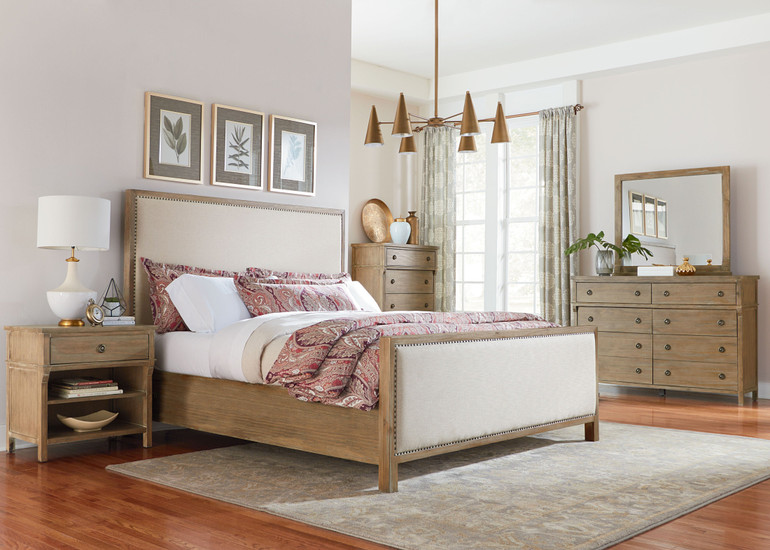 Charlie Court Distressed toffee Queen Upholstery Bed, Dresser, Mirror, Nightstand, Chest Charlie Court Distressed toffee Queen Upholstery Bed, Dresser, Mirror, Nightstand, Chest