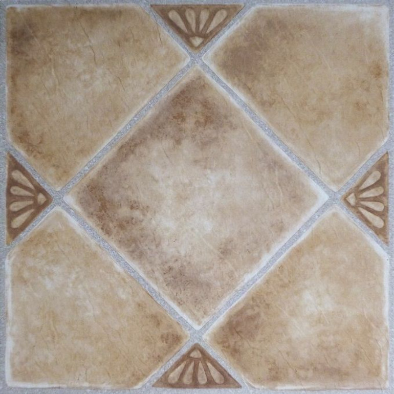 Tivoli Beige Clay Diamond with Accents 12x12 Self Adhesive Vinyl Floor Tile - 45 Tiles/45 sq Ft.