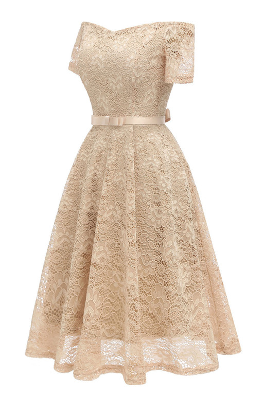 Off the Shoulder Lace Burgundy Short Prom Party Dress