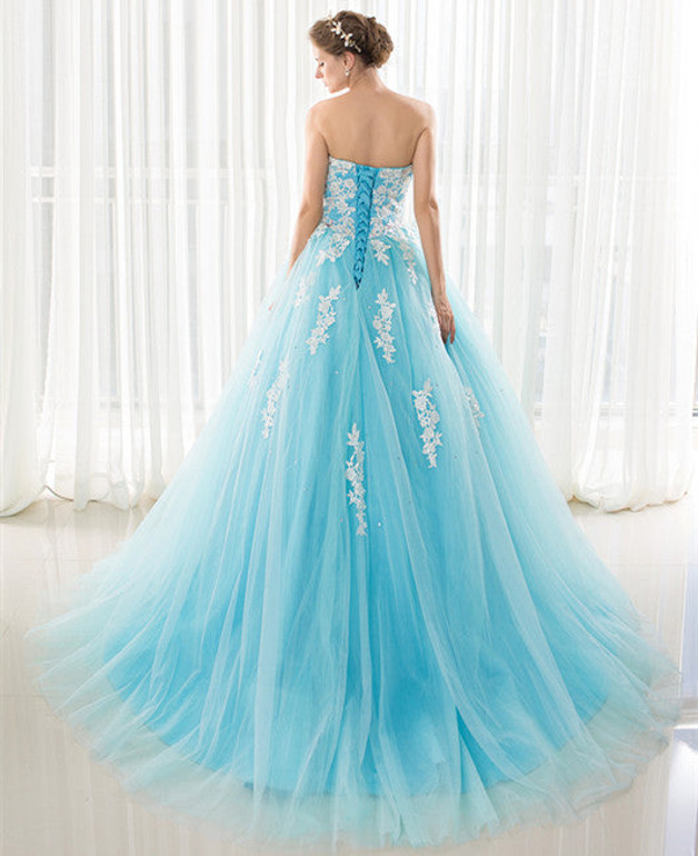 Strapless Lace Up Long Prom Evening Dress