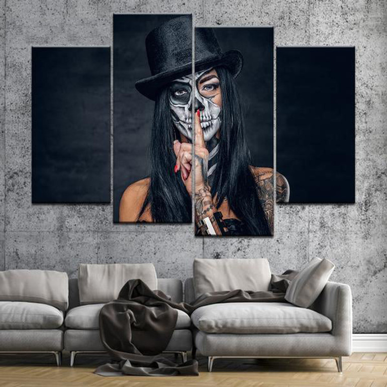 Skull Girl Canvas Painting