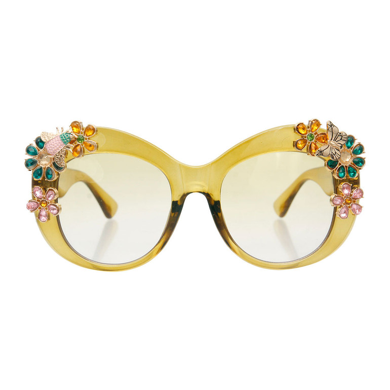 Designer Bee Butterfly Green Sunglasses