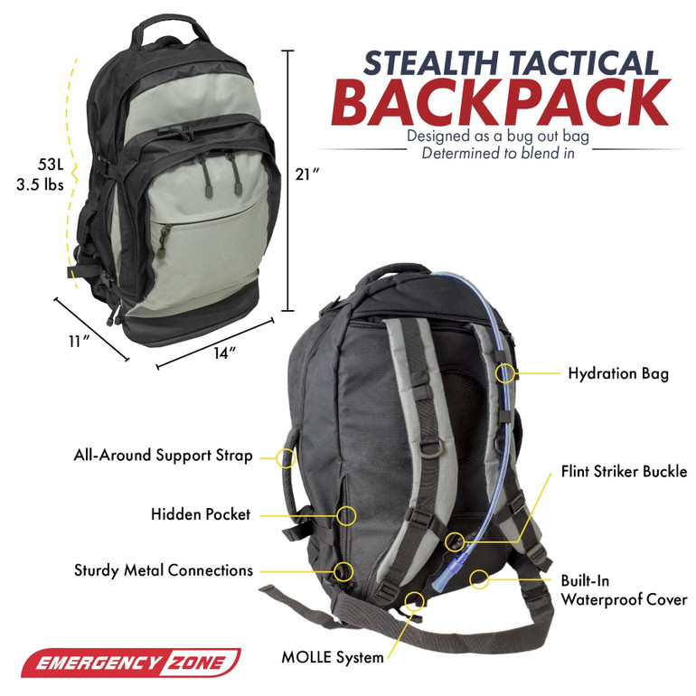 Stealth Tactical Backpack with Hydration Bladder