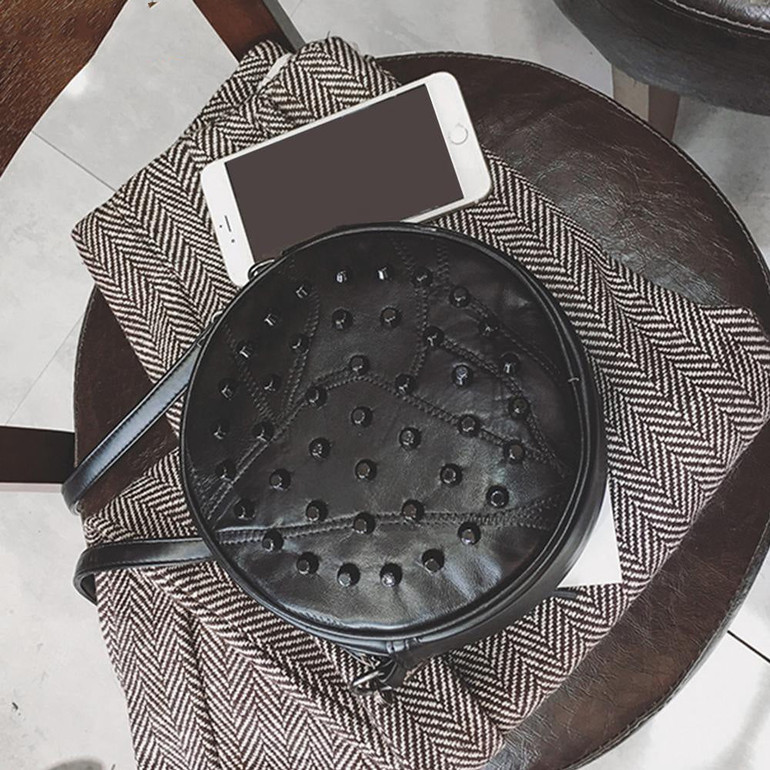 Rivet Round Shoulder Bag