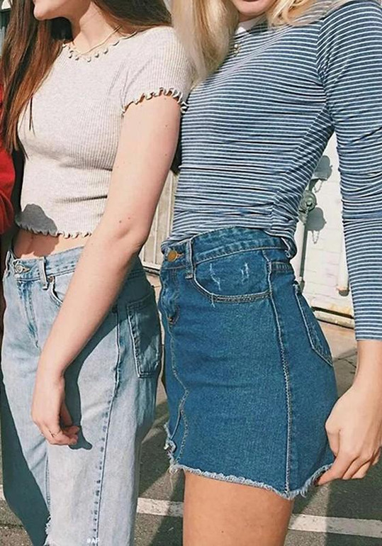 Light Grey Plain Crop Vintage Round Neck Short Sleeve T-Shirt