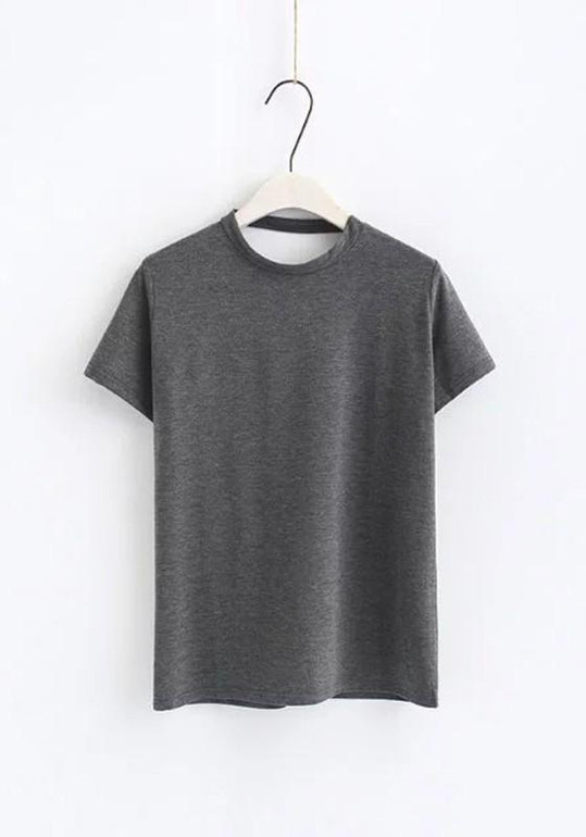 Grey Cut Out Halter Neck Backless Clubwear Casual T-Shirt
