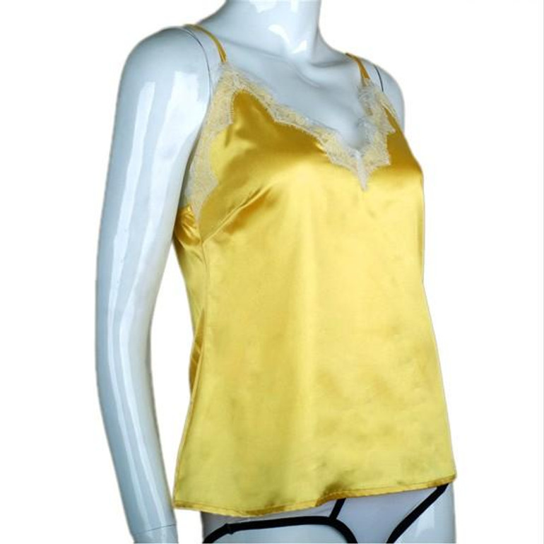 Yellow Patchwork Lace Condole Belt Plunging Neckline Vest Yellow Patchwork Lace Condole Belt Plunging Neckline Vest