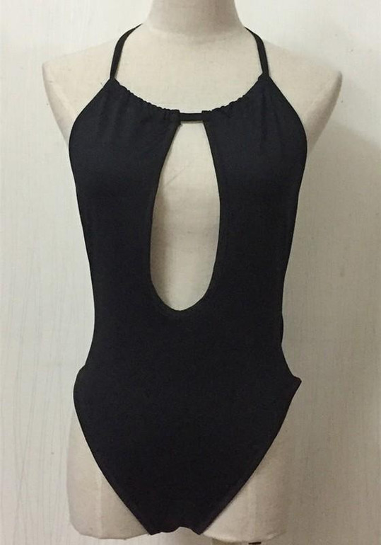 Black Cut Out Tie Back Open Back One Piece Swimwear Black Cut Out Tie Back Open Back One Piece Swimwear