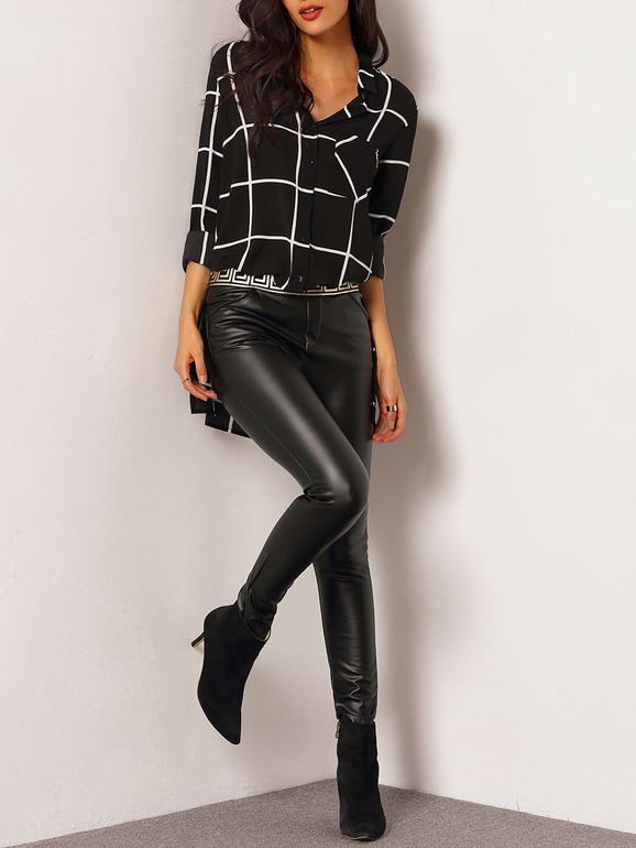 Casual Plain Long Sleeve Blouse