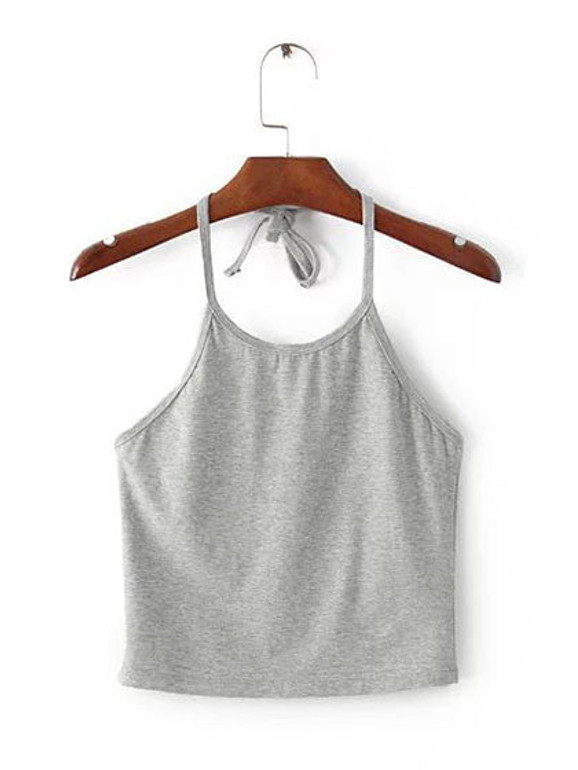 Casual Sweet Fantasy Open Back Halter Solid Color Top