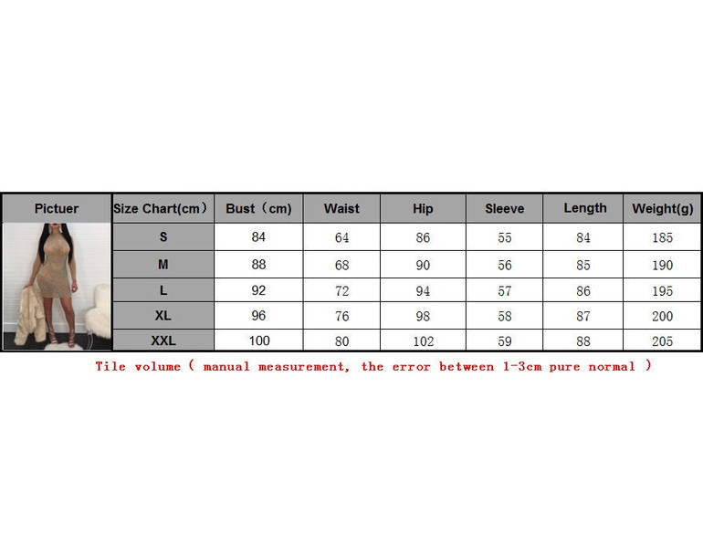 Casual Women Long Sleeves Bodycon Rhinestones Club Party Cocktail Evening Mini Dress