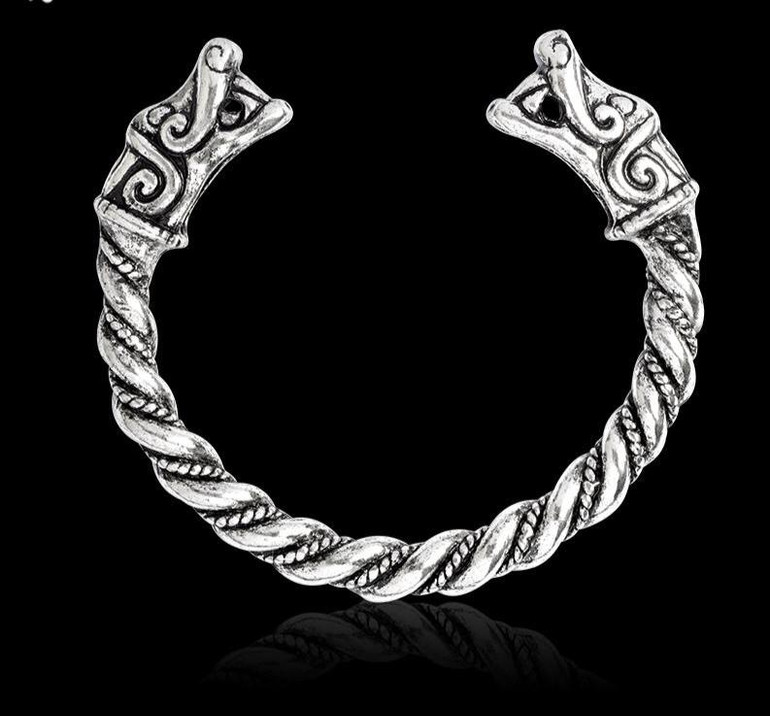 Viking Dragon Loyalty Cuff Silver Zinc Bracelet