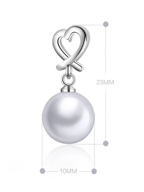 Casual Pearl Pendant Heart Stud Earring Casual Pearl Pendant Heart Stud Earring