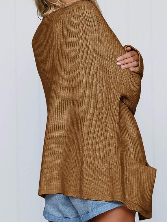New Khaki Pockets Long Sleeve Oversize Casual Cardigan Sweater New Khaki Pockets Long Sleeve Oversize Casual Cardigan Sweater