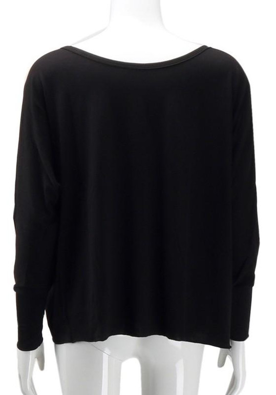 New Black Irregular Off Shoulder Round Neck Long Sleeve T-Shirt New Black Irregular Off Shoulder Round Neck Long Sleeve T-Shirt