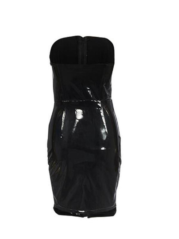 New Black Zipper Bandeau Off Shoulder Patent Leather Backless Latex Bodycon Clubwear Mini Dress New Black Zipper Bandeau Off Shoulder Patent Leather Backless Latex Bodycon Clubwear Mini Dress