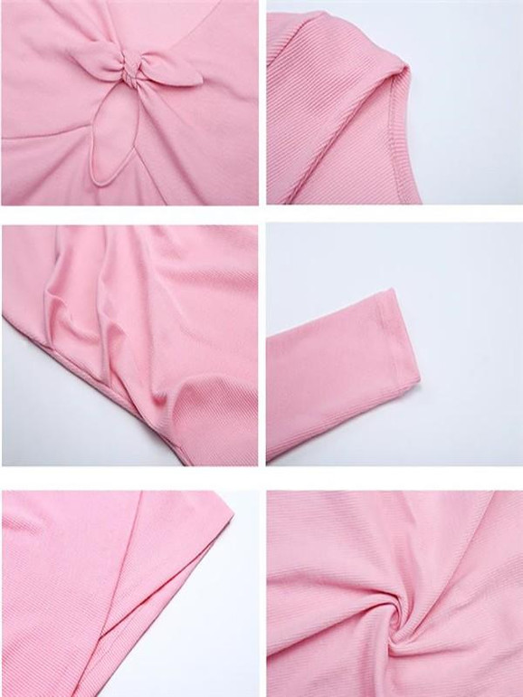 New Pink Bow Cut Out Clubwear Bodycon Party Mini Dress