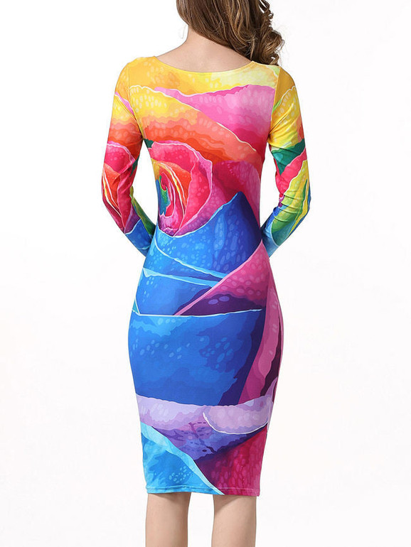 Casual Stunning Round Neck Color Block Bodycon Dress Casual Stunning Round Neck Color Block Bodycon Dress