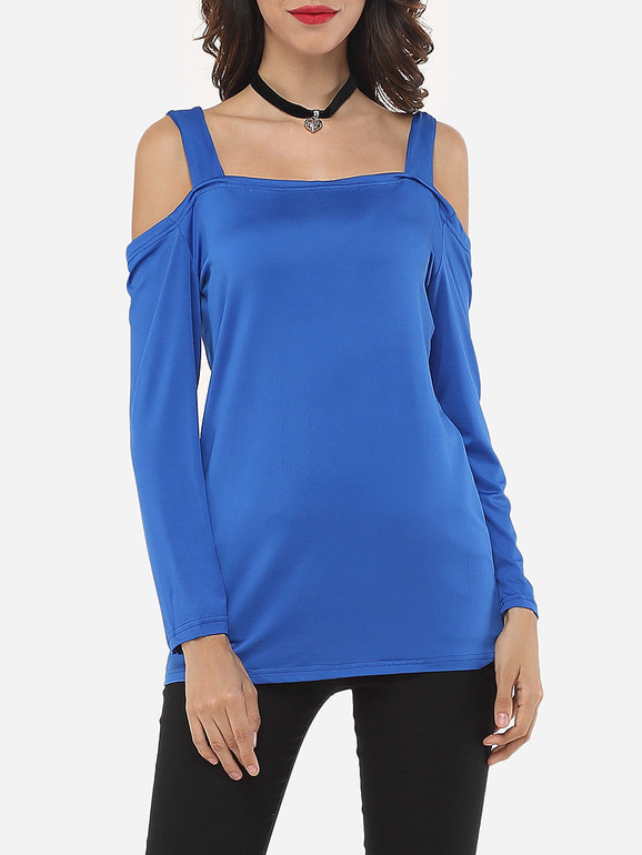 Casual Plain Modern Off Shoulder Long-sleeve-t-shirt