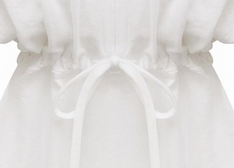 Casual White Patchwork Lace Drawstring Short Sleeve Dress